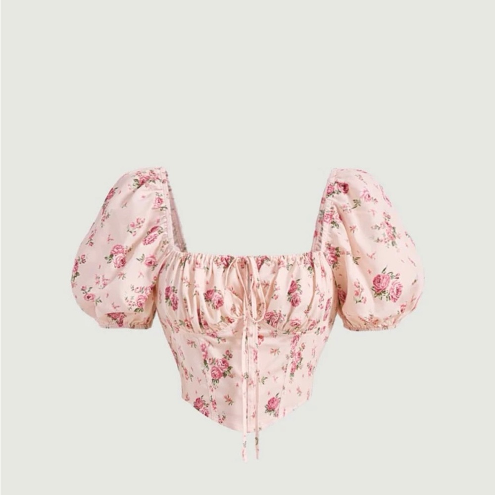 Floral frenchy corset style crop top